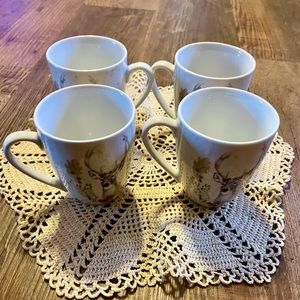 Pfaltzgraff Woodland Retreat Set of 4 coffee mugs EUC Deer Rustic  🦌
